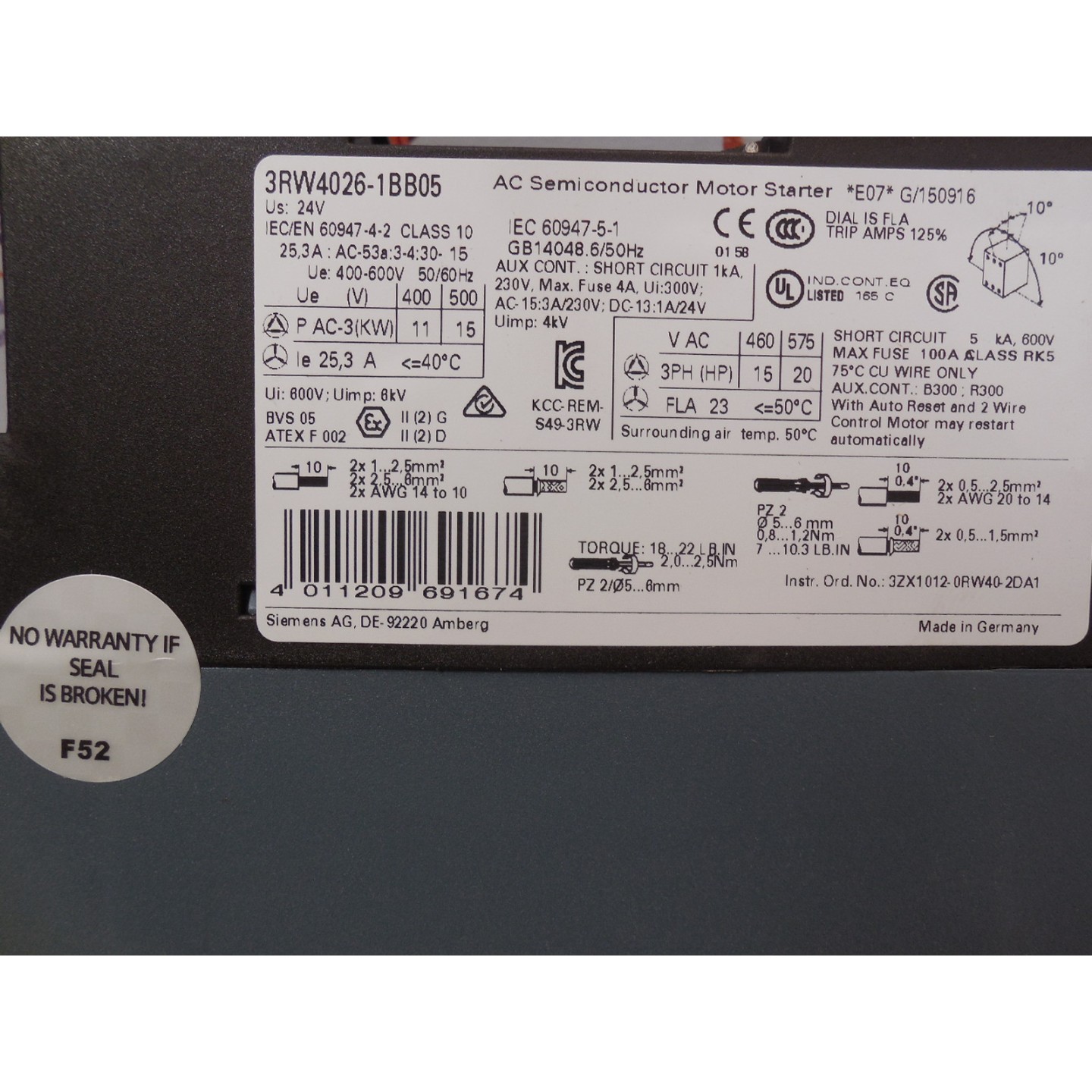 ARRANCADOR SUAVE SIEMENS SIRIUS 3RW44026-1BB05