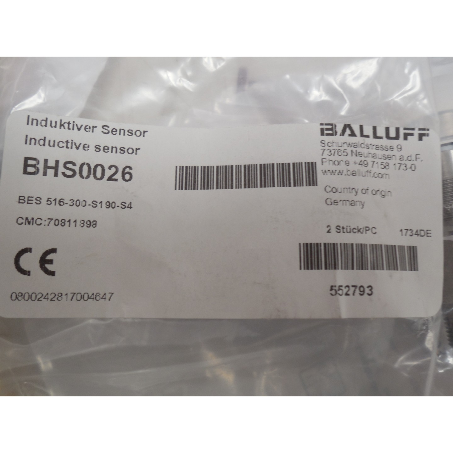 SENSOR INDUCTIVO BALLUFF