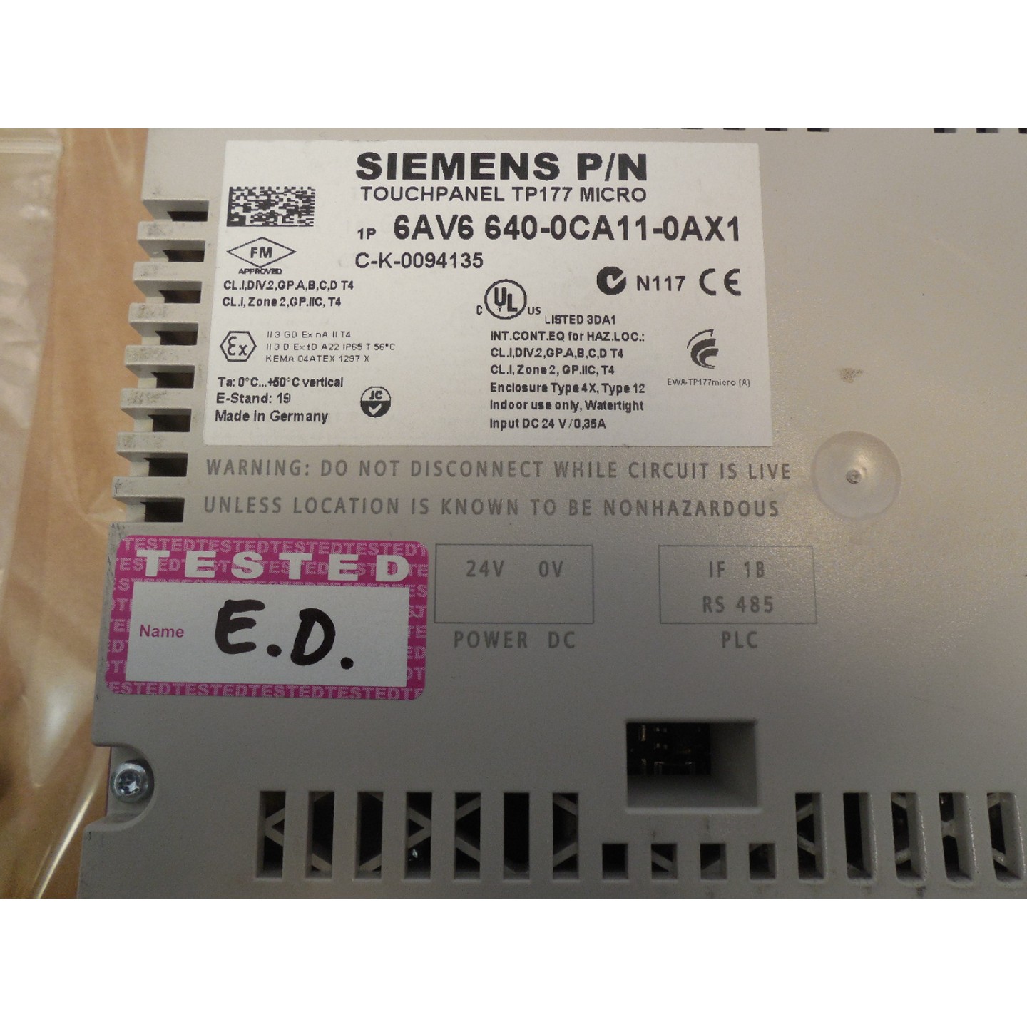 SIEMENS 6AV6 640-0CA11-0AX1 PANTALLAS