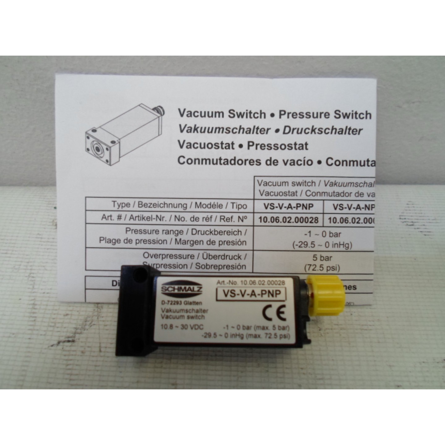 SCHMALZ	VS-V-A-PNP	IND. ENERGIA ELECTRICA	INDIANA. Electric power