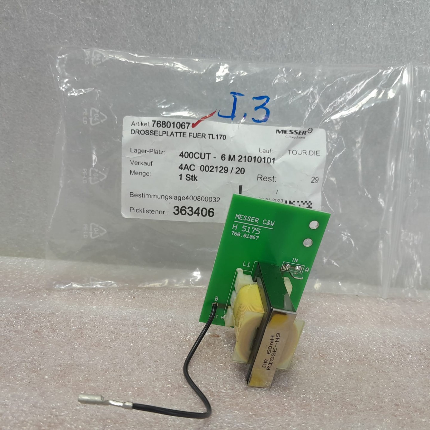 MESSER  76801067 PLACA PROTECAO TL170
