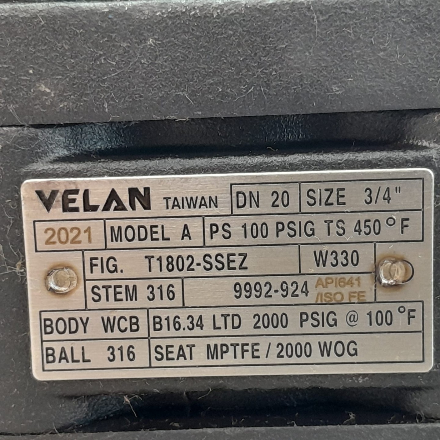 VELAN 2000 WOG ¾” VALVULA